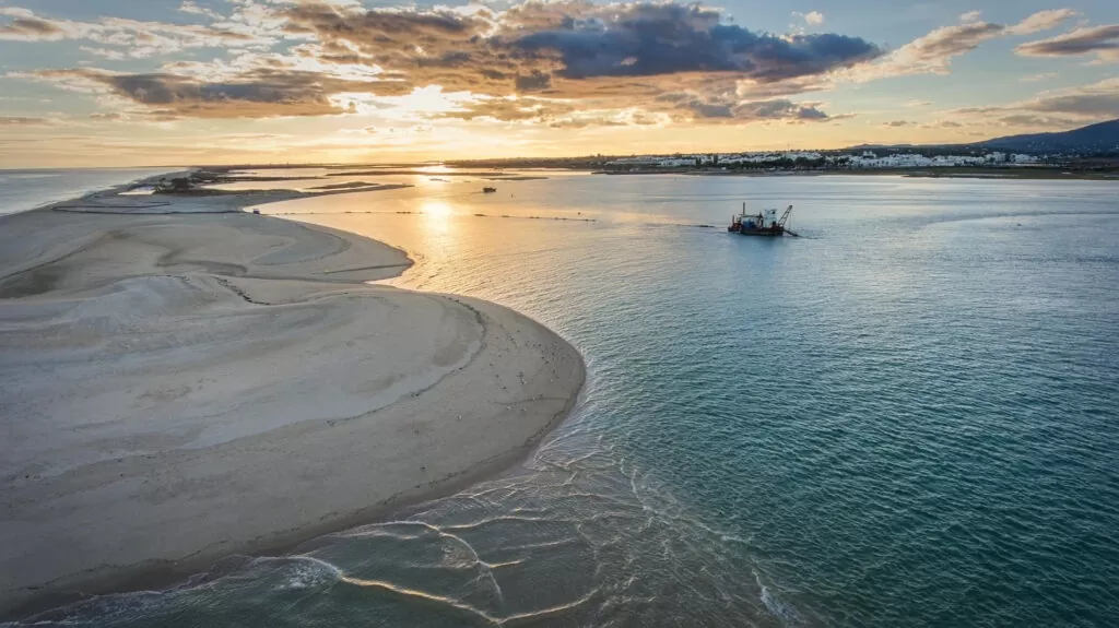 aerial-sunset-village-fuzeta-tavira-ria-formosa