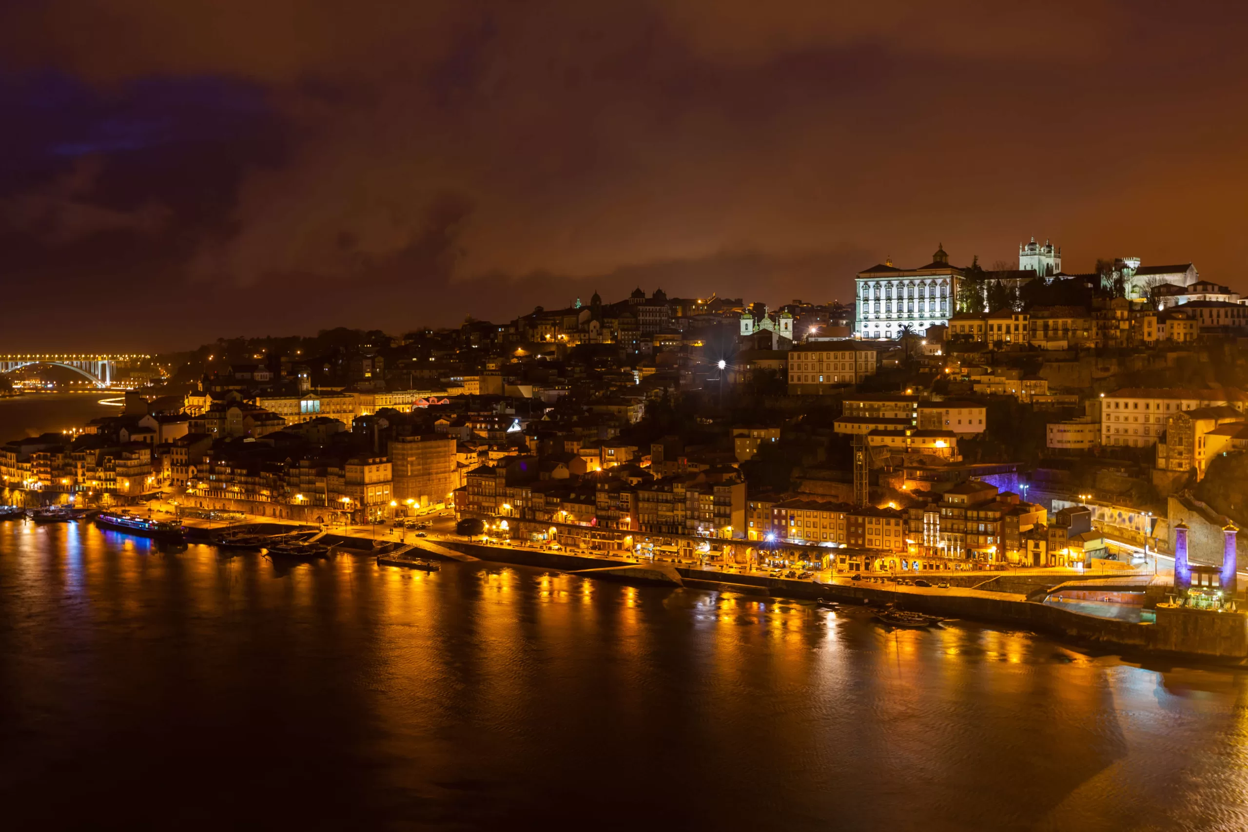 overview-of-old-town-of-porto-portugal-at-night-ribeira-and-douro-river